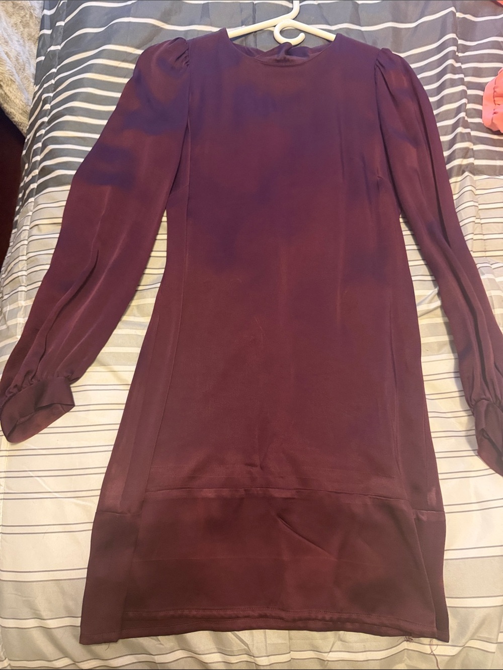 French Connection Long-Sleeve Shift Dress in Plum